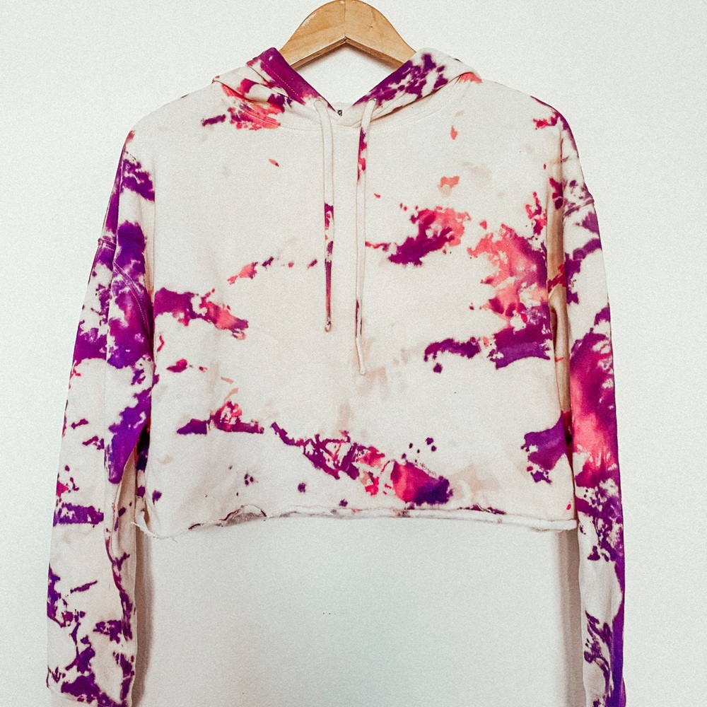 Tie-dye Cropped Sweatshirt pink purple multi